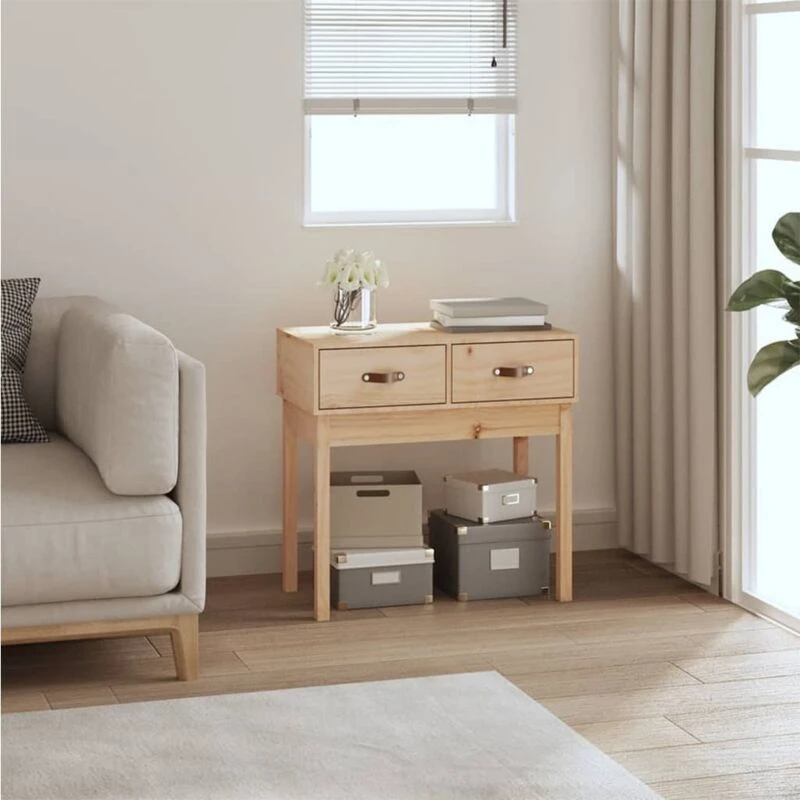 Image of Vidaxl Console Table 76.5X40X75cm Solid Wood Pine, Brown 821749
