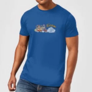 Image of The Flintstones Family Car Distressed Mens T-Shirt - Royal Blue - L