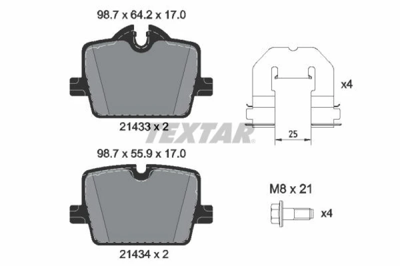 Image of Brake pad set TEXTAR 2143301