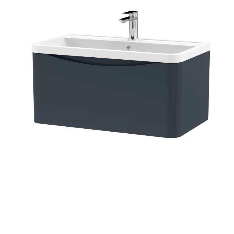Image of Balterley Wall Hung 1 Drawer Vanity Basin Unit Polymarble Basin Soft Black 800mm Black