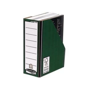 image of Bankers Box by Fellowes Premium A4 Magazine File Fastfold GreenWhite