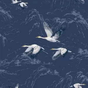 Image of Laura Ashley Animalia Midnight Animal Smooth Wallpaper