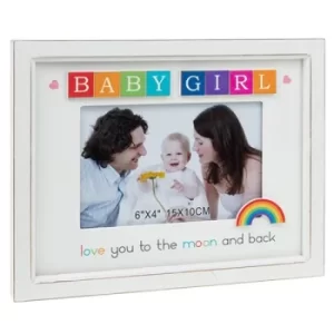 Image of Rainbow Scrabble Frame 6x4 Baby Girl