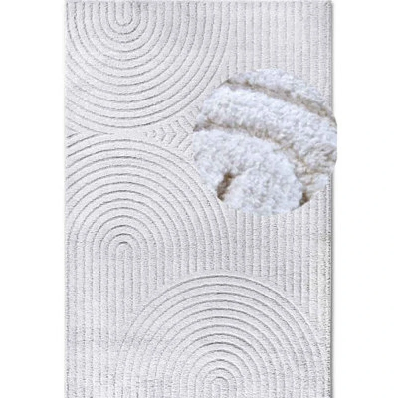 Image of The Rugs New York Design Rug Runner Panglao Polyester Geometric High Low Rug In White