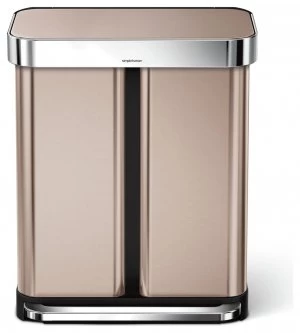 Image of Simplehuman 58 Litre Rose Gold Recycling Bin