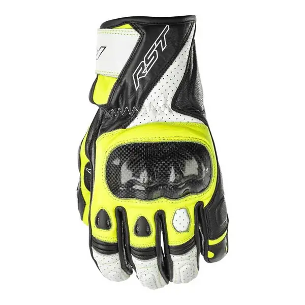 Image of RST Stunt III Ce Mens Glove Black White Neon Yellow 11