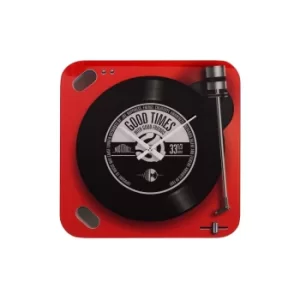 image of Musicology Red Record Player 30cm Wall Clock