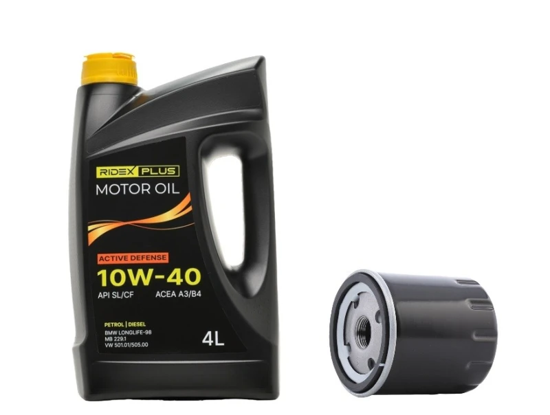 Image of RIDEX PLUS 100908O0014P Oil change kit (oil filter + engine oil) Oil change kit (oil filter + engine oil) (100908)
