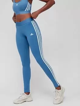 Image of adidas Essentials 3 Stripes Leggings - Blue Size 2Xs, Women