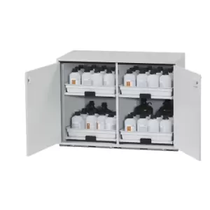 image of asecos Hazardous goods base cupboard for acids and alkaline solutions, 2-door, HxWxD 800 x 1100 x 570 mm, 4 drawers