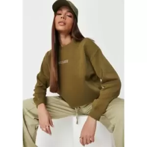 image of Missguided Missguided Branded Cropped Sweat - Green