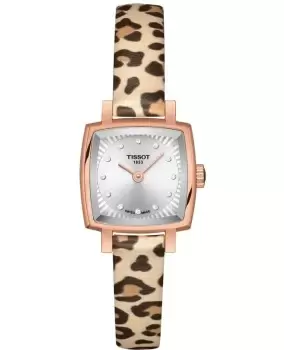 image of Tissot T-Lady Lovely Square Silver Dial Leather Strap Womens Watch T058.109.37.036.00 T058.109.37.036.00