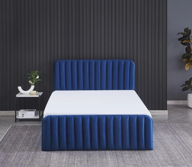Image of KOSY KOALA KOSY KOALA Ottoman Gas Lift Storage Bed 4ft Small Double with 1 Mattress Blue Velvet Bedroom Blue Small Double Unisex 5061055341062