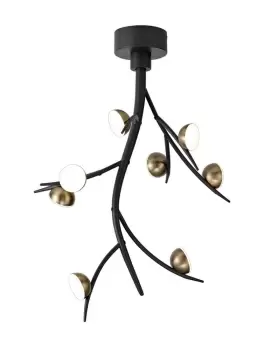 Image of 8 Light Ceiling Ceiling Pendant, 8 x 3W LED, 3000K, 1320lm, Black, Antique Brass