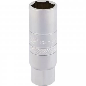 Image of Draper 3/8" Drive Satin Chrome Hexagon Spark Plug Socket 3/8" 10mm