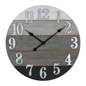 image of HOMETIME Round Wooden Wall Clock with Metal Numbers 60cm