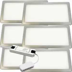 Image of 6x brushed nickel Ultra-Slim Rectangle Under Cabinet Kitchen Light & Driver Kit - Natural White Diffused led