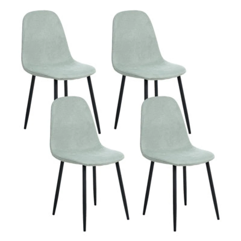Image of Beliani Set Of 4 Dining Chairs Crandall Fabric Light Green