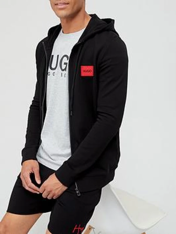 Image of Hugo Daple Zip Through Hoodie - Black S