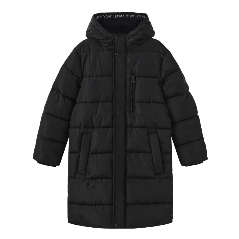 Image of Jack Wills Kids JW Hooded Long Sleeve Long Puffer Jacket Black unisex 7-8 Yrs