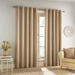 image of Enhancedliving - Enhanced Living Savoy Chenille Textured Blackout Eyelet Curtains, Sand, 90 x 54 Inch