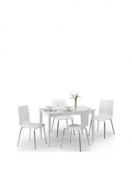 Julian Bowen Set Of Taku Dining Table & 4 Mandy White Chairs