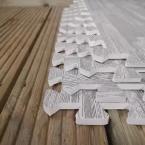 Image of 8 Piece Grey Wood Effect EVA Foam Floor Protective Floor Tiles / Mats 60x60cm Each Set For Gyms, Kitchens, Garages, Camping, Kids Play Matting, Floori