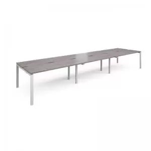 image of Adapt triple back to back desks 4800mm x 1200mm - white frame and grey