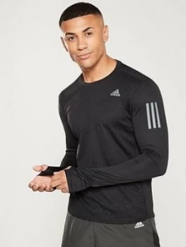 image of adidas Running Own The Run Long Sleeve T-Shirt - Black, Size 2XL, Men