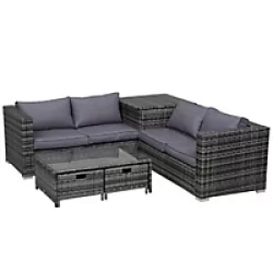 image of Outsunny Rattan Sofa Set 860-104V70GY Grey, Cream