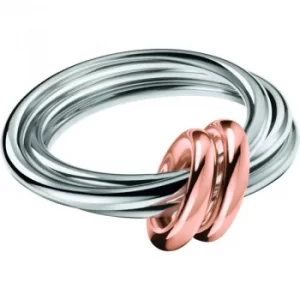 Image of Ladies Calvin Klein Two-Tone Steel and Rose Plate Size N Nimble Bico Ring