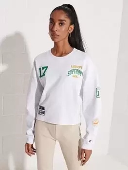 Image of Superdry Varsity Arch Batwing Crew - White, Size 10, Women