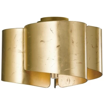 image of Fan Europe Imagine - Curved Glass Semi Flush Ceiling Light, Golden Leaf, E27