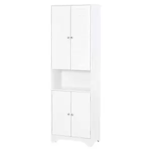 Image of Homcom 183X60Cm Tall Freestanding Bathroom Cabinet Retro 3 Compartments - White