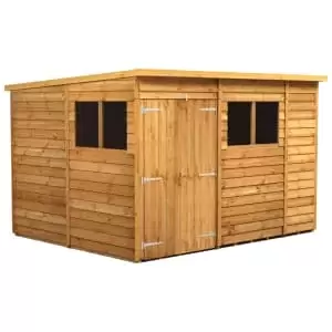 Power Sheds 10 x 8ft Double Door Pent Overlap Dip Treated Shed