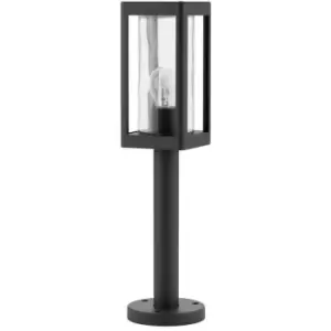 image of Bakersfield Outdoor Bollard Dark Grey Aluminium, Clear Glass LED E27 IP54 - Merano