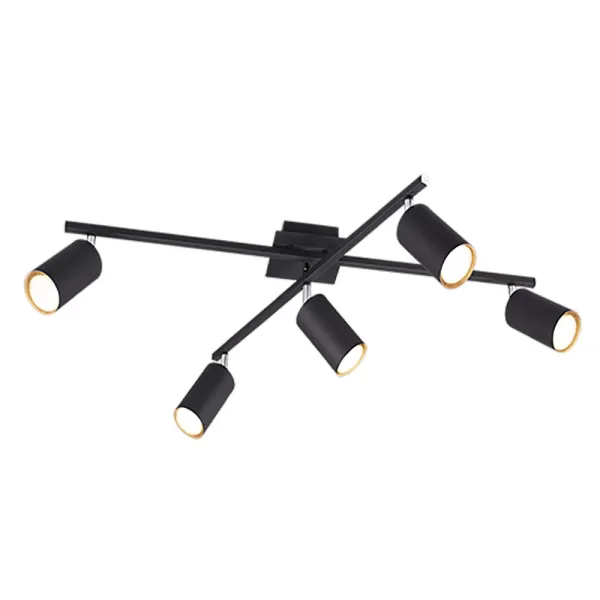 image of Marley Modern 5 Light Ceiling Spotlight Bar Black Matt