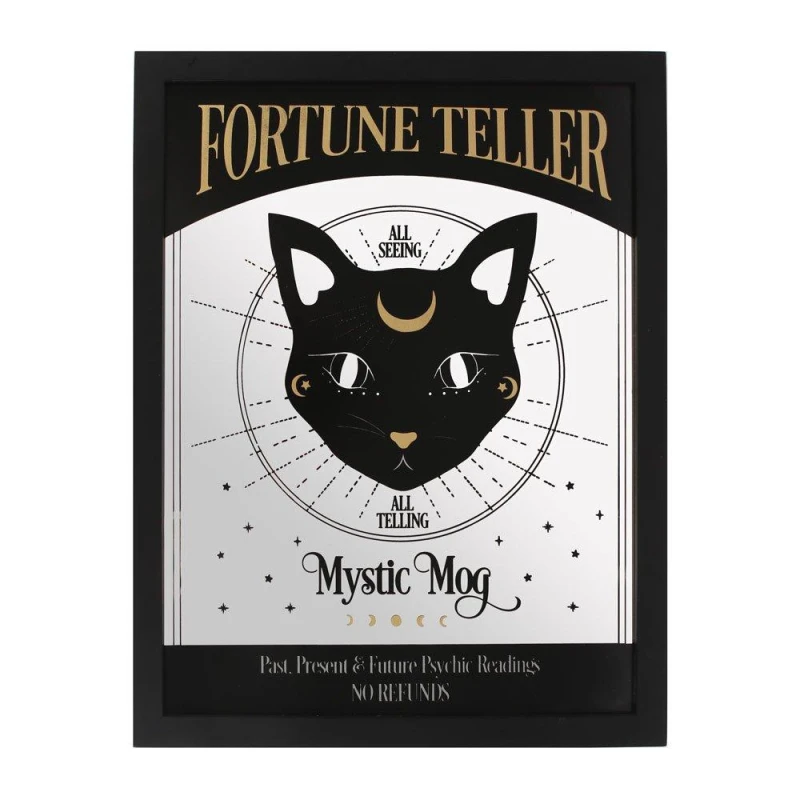 Image of Something Different Mystic Mog Mirrored Wall Hanging - Black One Size