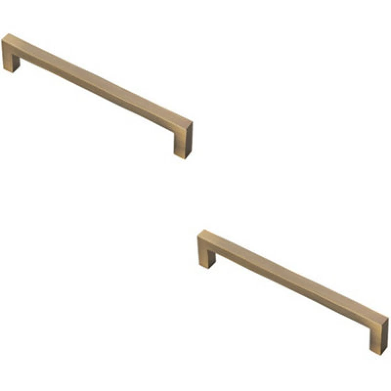 Image of Loops 2x Square Block Pull Handle 170 x 10mm 160mm Fixing Centres Antique Brass Metallics unisex