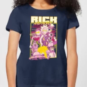 Image of Rick and Morty 80s Poster Womens T-Shirt - Navy - L