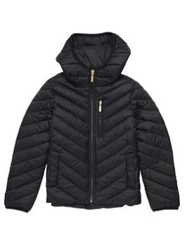 image of Barbour International Girls Silverstone Quilt Jacket - Black, Size 12-13 Years, Women