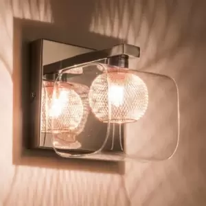 Image of Harperliving - Single Wall Light , G9 Cap , Polished Chrome finish , Glass Shade and Copper mesh