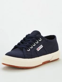 image of Superga Boys 2750 Jcot Classic Lace Up Plimsoll Pumps - Navy