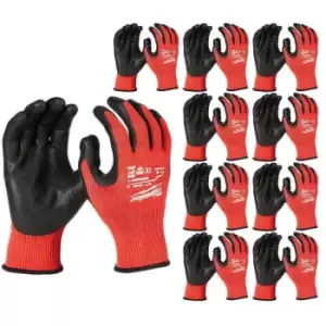 Image of Milwaukee Dipped Gloves - Cut Level 3 Pack of 12 10/XL X Large - Black/Red