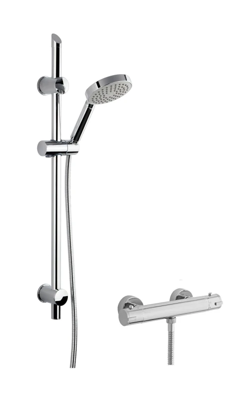 Image of Balterley Thermostatic Bar Valve Water Saving Slide Rail Kit Shower Chrome Silver unisex