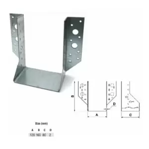Image of Moderix - Jiffy Timber Joist Hangers Decking Lofts Roofing Zinc Packs - Size 120x160x80x2mm - Pack of 10