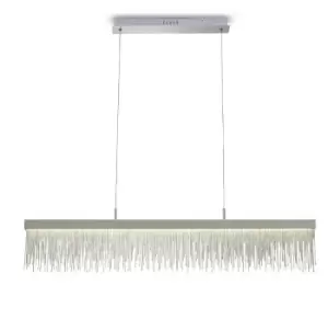 Image of Fusion Linear Ceiling Pendant 33W LED, 3000K, 3300lm, Polished Chrome, Crystal Chain