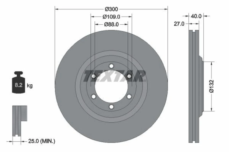 Image of Brake disc TEXTAR 92282403