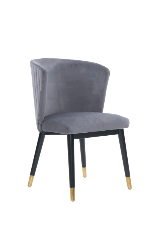 Image of Life Interiors Life Interiors Single Sofina Modern Velvet Dining Chair, Tufted Back, Wooden Frame in Grey Grey One Size Unisex 5056660010281