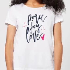 Image of Peace Joy Love Womens T-Shirt - White - 3XL